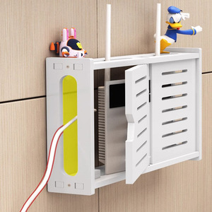 Wall Mounted <b>Router</b> Holder No Drilling Required Optical <b>Modem</b> Wi-Fi Storage Rack Space Saving Storage Box Rectangle Shape - Product Image 1