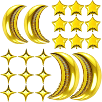 Ensemble de ballons en feuille d'aluminium en forme de croissant de lune et d'étoile scintillante, or et argent, 54 pièces, pour la décoration de fête sur le thème de l'Eid Mubarak Ramadan