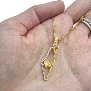 Venta al por mayor barata 18K oro diamantes Israel collar <span class=keywords><strong>mapa</strong></span> colgante con estrella de David hipoalergénico Acero inoxidable encanto collar - Product Image 3