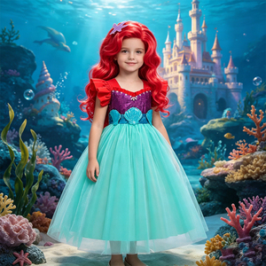 Disfraz de Sirena <span class=keywords><strong>Ariel</strong></span> para Halloween y Carnaval, Vestido de Fiesta para Niñas, con Mangas Abullonadas, Tul Elegante, para Cumpleaños, Princesa - Product Image 3