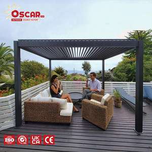 Panel de Techo de Pérgola de Aluminio de 4x6, Montado en la Pared, <span class=keywords><strong>con</strong></span> Tres Lados de <span class=keywords><strong>Vidrio</strong></span>, <span class=keywords><strong>con</strong></span> Sombra, para Jardín, Patio, Balcón - Product Image 1