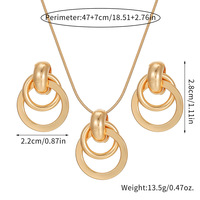 Ensemble collier et boucles d'oreilles cercle géométrique, chaîne de clavicule en métal, bijoux quotidiens pour femmes, vente en gros
