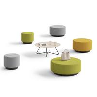 Ensemble de canapés modulaires publics commerciaux avec sièges ronds inclinables et ottoman, revêtement en tissu PU, pour hall d'appartement et salle d'attente