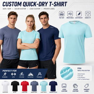 T-shirt personnalisé avec logo, 100% polyester, séchage rapide, 170g, performance, sport, gym, tee-shirt réfléchissant pour la course à pied, marque privée, vente en gros - Product Image 3