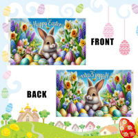 Bandera de Pascua de Poliéster de 90*150cm con Diseño de Conejo Abrazando un Huevo de Pascua, Decoración Festiva para Fiestas al Aire Libre