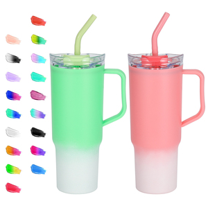 Vaso de PC Reutilizable de Gran Capacidad, Libre de BPA, de 40 oz, con Degradado de Color, con Pajita, para el Regreso a Clases, Ecológico - Product Image 4
