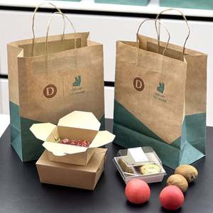 Bolsas de Papel Kraft Premium para Comida para Llevar de Restaurantes, Bolsas de Regalo para Pizza Recicladas con Asas y Logotipo Personalizado al por Mayor, Laminadas - Product Image 3