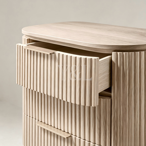 <span class=keywords><strong>Comodino</strong></span> Moderno in Legno Scanalato con Texture Ondulata, 3+ Cassetti, Ecologico, Fatto a Mano, Mobile da Camera da Letto - Product Image 2