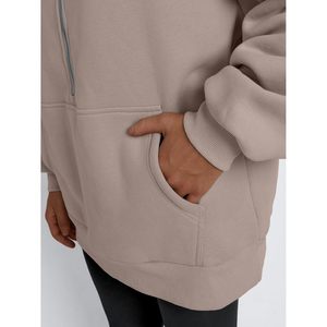 Trendy 2024 Fall/Winter Fashion Queen Womens Half Zip Oversized Pullover <b>Sweatshirts</b> Casual Long Sleeve Daily Style Size 4XL - Product Image 1
