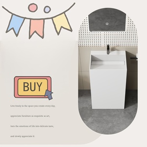 Modern Rectangular Floor Standing Bathroom Vanity with Stainless Steel Basin Polished Finish Compact Design for Small Spaces - Product Image 5