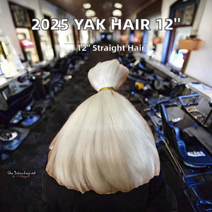2025 Year Good White Color Straight Remy <strong>Hair</strong> 100% <strong>Yak</strong> Belly <strong>Hair</strong> 12'' Stretched Length - Product Image 4