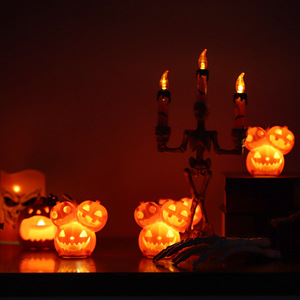 Wholesale Halloween Triple Heads <strong>Pumpkin</strong> LED Light Lamp <strong>Spooky</strong> <strong>Face</strong> Tabletop Ornament for Indoor Outdoor Halloween Decoration - Product Image 3