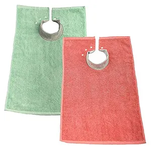 Full Coverage Ultra Absorbent Cotton Terry Towel Snap On Bib with Comfortable Ribbed Neck