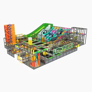 Wholesale Kids Adult Trampoline Park Indoor Commercial Games With Slide Swing Rectangle