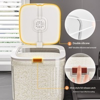 Seau à riz anti-insectes et anti-humidité en plastique, 4 compartiments, 6-7L, moderne et minimaliste, avec couvercle, pour farine, céréales et riz