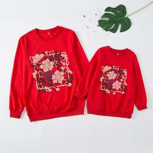 Personnalisé automne correspondant famille chemise grande fleur imprimé sweat-shirt maman <span class=keywords><strong>papa</strong></span> et moi vêtements privé impression Logo vêtements - Product Image 4