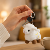 Zaves 2026 Nouveau Design Peluche Agneau Blanc Écologique Durable Sacs d'école Clés Premium Mignon Doux Animal Brodé en Croix