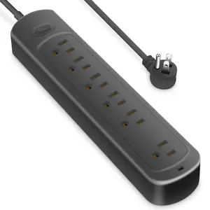 6 Ac Stopcontacten 5usb Power Strip Overspanningsbeveiliging Muur Monteerbaar 15a Overbelasting Bescherming Stopcontacten Met Usb C 4ft Verlengsnoer