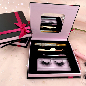 2022 Popular Eye Lash Box with tweezer 3D Mink Eyelash Packaging Box set wholesale Custom eyelash packaging box with lashes