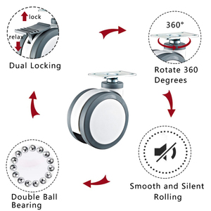 4 Zoll TPR-Kern Schwenkbare Edelstahl-Oberplatte Geräuschlose Kunststoff-Doppelrollen Krankenhausbett Medizinisches Bett Lenkrolle - Product Image 4