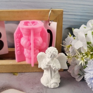 Moldes de fundición de resina hechos a mano para adornos decorativos DIY estilo Ins moldes de Ángel de rodillas de silicona W0240 - Product Image 2