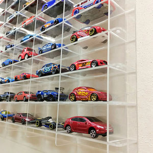 Vitrine acrylique à l'échelle 1/64 pour voitures <span class=keywords><strong>Hot</strong></span> <span class=keywords><strong>Wheels</strong></span> et Matchbox, boîte de rangement de jouets de voiture moulée sous pression à montage mural - Product Image 6