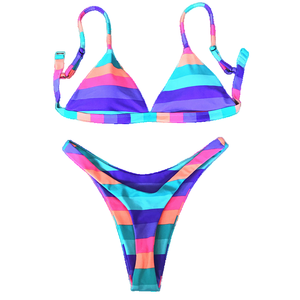 Traje de Baño Bikini de Dos Piezas para Mujer, Talla Grande, de Secado Rápido, con Estampado o Liso, en Spandex/Nylon - Product Image 1
