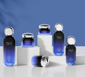 Kit <span class=keywords><strong>de</strong></span> Soins <span class=keywords><strong>de</strong></span> la Peau en Verre Vide – Emballage Cosmétique <span class=keywords><strong>de</strong></span> Luxe : Bouteille, Pot, Flacon Pompe, Bouchon à Vis, Personnalisé, Givré pour Tonique, Lotion, Essence, Sérum, Crème - Product Image 4