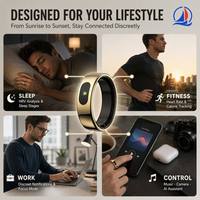 Bague connectée de suivi de santé IA avec contrôle tactile, suivi de fitness et de sommeil, mesure de température, logo personnalisé OEM ou vente en gros mondiale