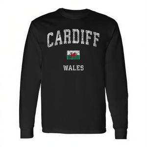 T-shirt a maniche lunghe Cardiff Wales Vintage Athletic - Product Image 2