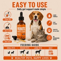 Waylemo 3 en 1 Probiotiques Prébiotiques Enzymes Digestives Huile de Poisson de Citrouille Gouttes Liquides Chiens Chats Flore Intestinale Soutien Immunitaire OEM