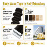 Натуральные бразильские волосы Remy Double Drawn для наращивания на лентах, волна Body Wave, 18, 20, 22, 24 дюйма # 1B # 4 # 27 # Завод OEM 613 с 15-летним опытом