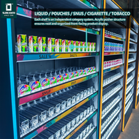 Présentoir ouvert pour cigarettes Satom, étagère de présentation de tabac, présentoir de magasin de détail avec système de poussée, support de présentation métallique pour magasin de tabac