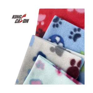 KINGCASON vente en gros 100% polyester dessin animé chats chiens pattes imprimer double face tissus polaires pour Textile à la maison