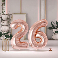Ballons Chiffres en Aluminium Hélium Or Rose Unisexe Grande Taille pour Anniversaires, Carnavals, Célébrations et Décorations de Fête (Vente en Gros)