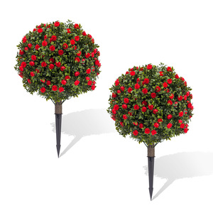 Grosir pohon semak rumput Topiary buatan daun hijau berrongga sentuhan nyata luar ruangan tahan UV dengan lonjakan tanah - Product Image 3