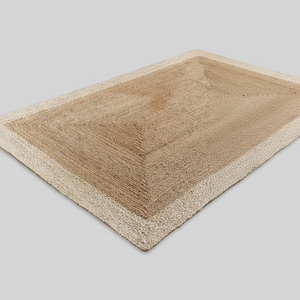 Tapis en jute géométrique moderne à bordure blanche, tressé, fabriqué à la machine, antidérapant, écologique, à poils plats, avec envers en jute, pour la maison, la prière et l'exercice - Product Image 2