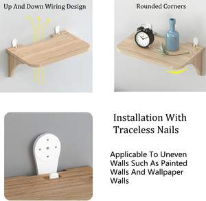 Petites étagères flottantes en <span class=keywords><strong>bois</strong></span> naturel avec <span class=keywords><strong>support</strong></span> <span class=keywords><strong>invisible</strong></span> pour rangement au-dessus des toilettes, organisateurs d'étagères pour routeurs, supports de rangement pour vaisselle - Product Image 6