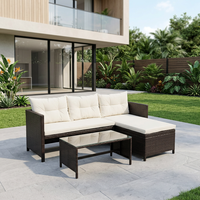 Ensemble de canapés en rotin noir moderne fabriqué au Vietnam avec coussins imperméables KD, contemporain, pour jardin, terrasse, toutes saisons