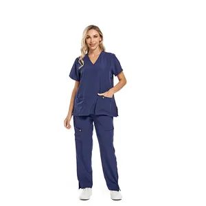 2022 Nieuwe Stijl Ziekenhuis Scrubs Sets Verpleegkundige Uniform Fit Scrubs Vrouwen Spandex Medische Verpleging Scrubs Set