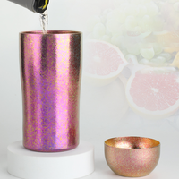 Tasse à café en titane pur tasse à thé pour randonnée en plein air pique-nique Drinkware avec sac en maille