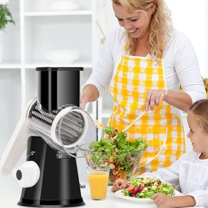 Râpe à fromage rotative, hachoir de cuisine, base antidérapante à ventouse, trancheuse à légumes, moulin <span class=keywords><strong>manuel</strong></span> avec poignée et lames à tambour - Product Image 6