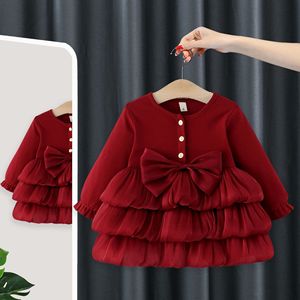 Nuovo Vestito Principessa per Bambine Primavera-<span class=keywords><strong>Autunno</strong></span> 2025, in Cotone con Grande Fiocco e Maniche Lunghe, Abbigliamento per <span class=keywords><strong>Neonata</strong></span> 5316 - Product Image 2