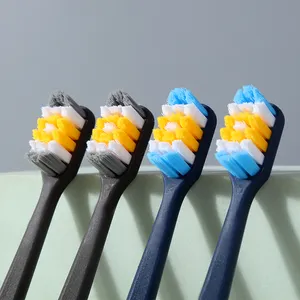 Grosir menyesuaikan kemasan warna-warni super keras bulu dewasa rumah menggunakan sikat gigi manual