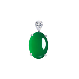 FYXL1217 Colgante de cabujón chapado en oro con circonita cúbica y cadena geométrica, estilo chino - Product Image 1
