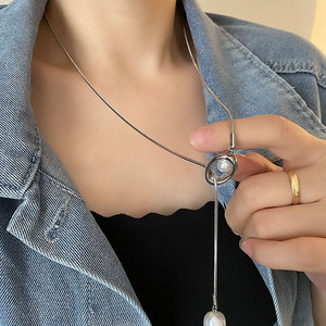 Collar Largo de Moda, Cadena para Suéter, Acero Inoxidable 316L, Chapado en Oro PVD de 14k y 18k, Collar de Perlas para Mujer - Product Image 4