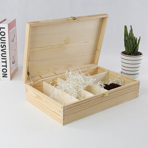 Solid Wood Compartmentalized <b>Pine</b> <b>Box</b> Natural Color Gift Packaging Jewelry Storage Desktop Organizer 20.8x16.8x4.6cm - Product Image 1