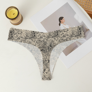 European Leopard Print Sexy Women's <strong>Underwear</strong> Summer Ice Silk Seamless Comfortable Panties <strong>One</strong> Piece Thong Hot <strong>Lady</strong> T-string - Product Image 6