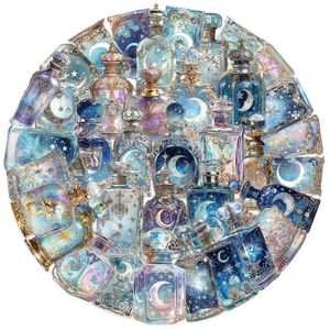 50 miếng dán trang trí chai màu xanh trong suốt để trang trí cửa sổ nhãn dán bầu trời đêm trăng đẹp - Product Image 2