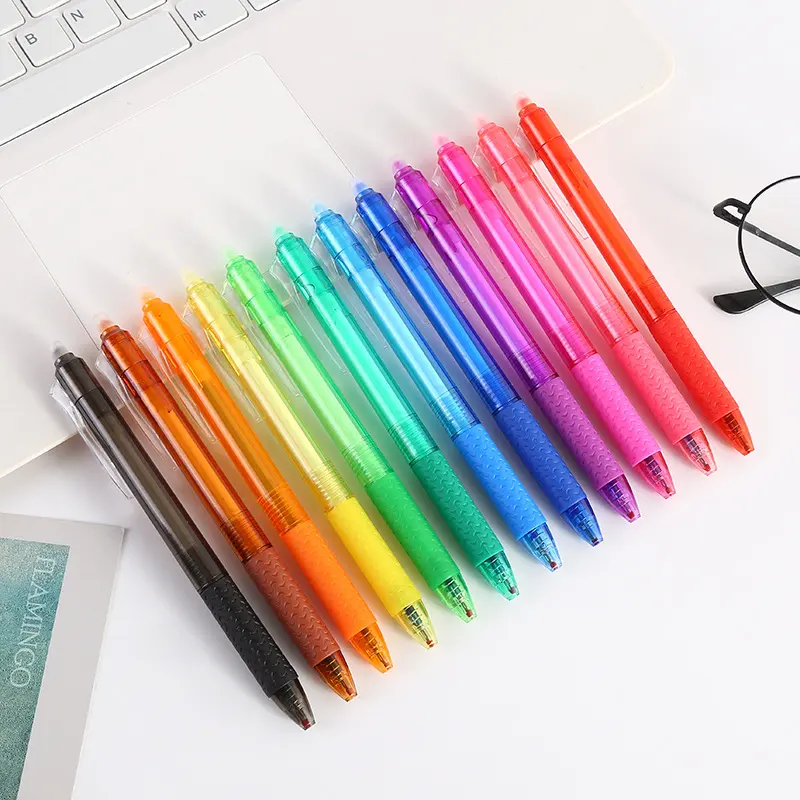 Hot Wholesale Transparent Press Multi-color Erasable Neutral Pen Eraser 0.7mm Fiction Office Stationery Signature Eraser Pen